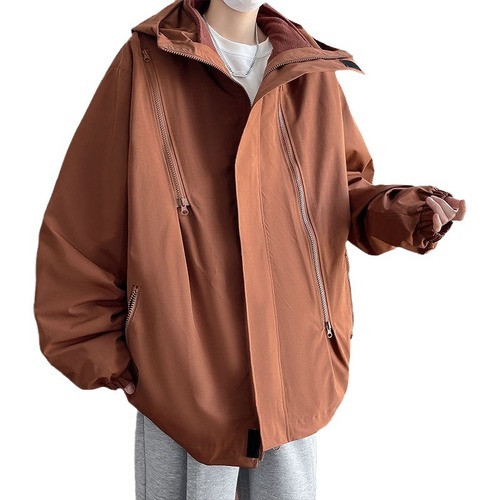 Two-piece jacket manufacturer straight hair  winter clothing for men and women couples outdoor waterproof multi-zipper thickened jacket