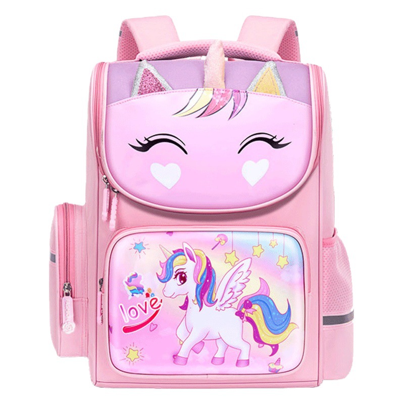 Nuevo unicornio mochila estudiantes de la escuela primaria Grado uno, dos, tres a seis niños niñas 6-12 años de edad mochila de protección de la columna vertebral alivio de la carga