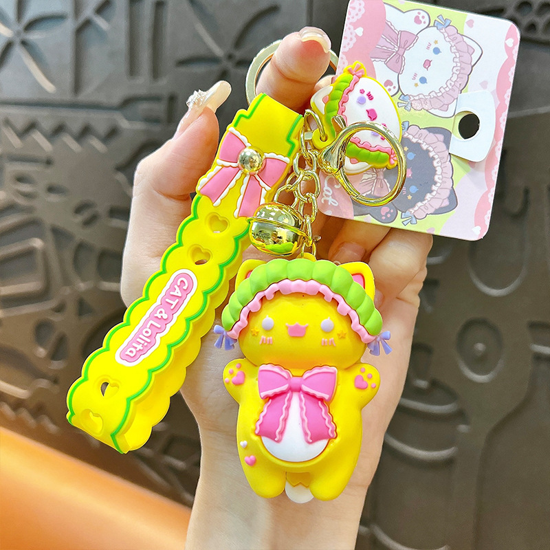 Círculos animados Panda Keychain cute pegamento suave Panda Keychain bolsos colgantes agarrar regalos al por mayor