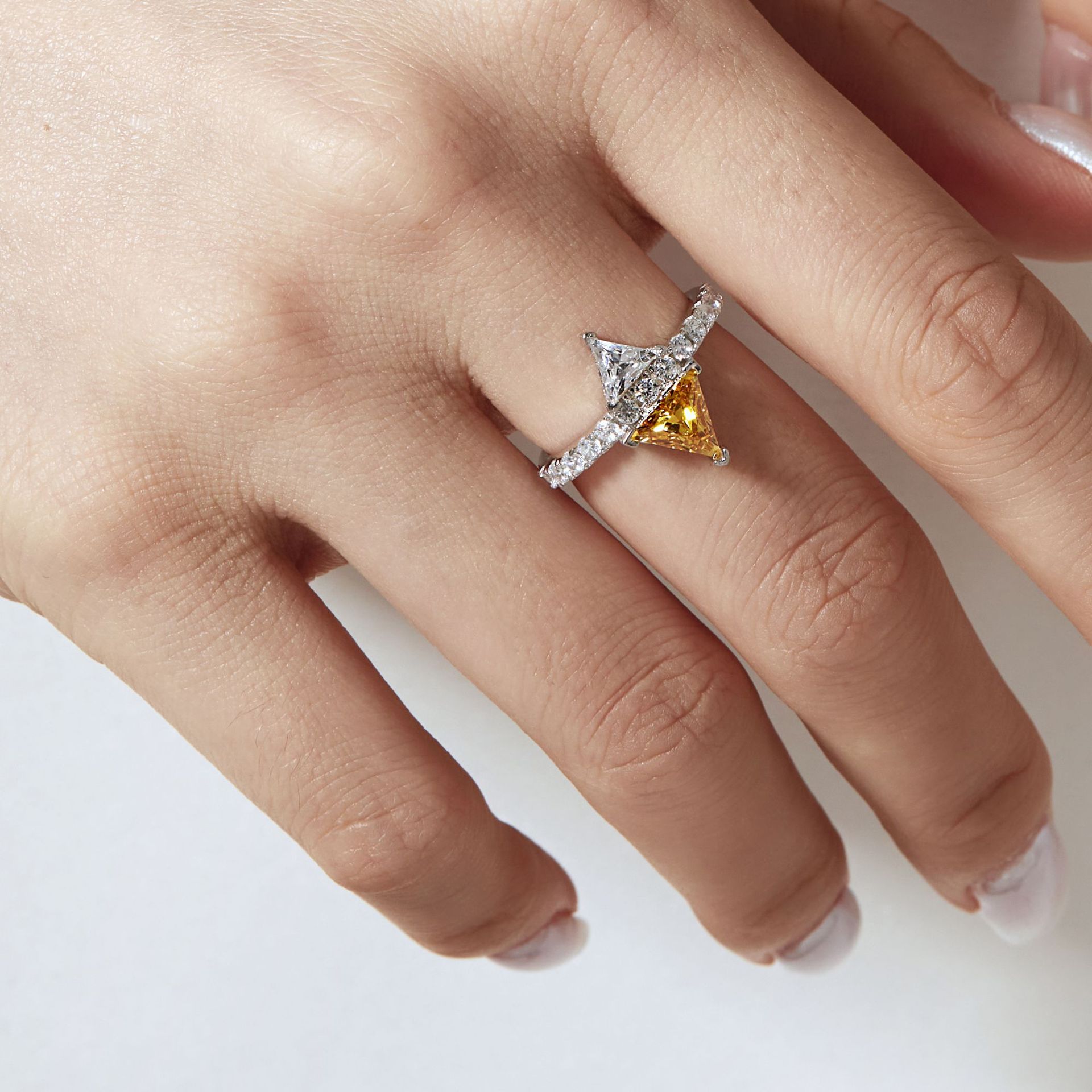 Fashion Triangle Sterling Silver Plating Zircon Rings