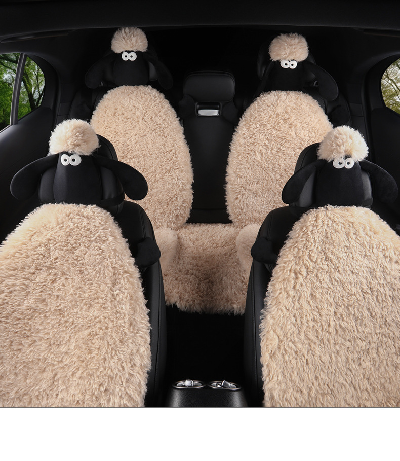 Factory Direct Sales Winter Plush Three-Piece Set Five-Seat Warm and Comfortable Plush Butt Cushion Single-Seat Winter Universal Seat Cushion