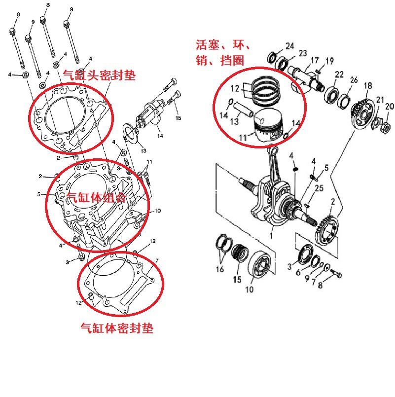 Hisun Hs750 Engine Overhaul Kit Cylinder Block Piston Ring Set 735Cc Cross-Border Direct Supply