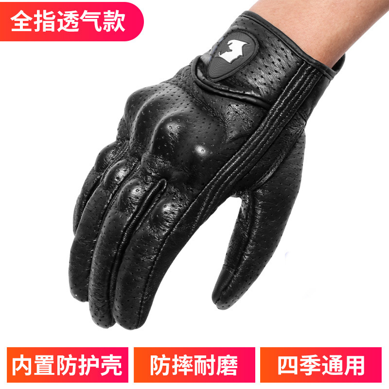 Guantes de cuero genuino para motocicleta al por mayor, estilo retro Harley, transpirables y anticaídas, ideal para verano, para moto y scooter eléctrico