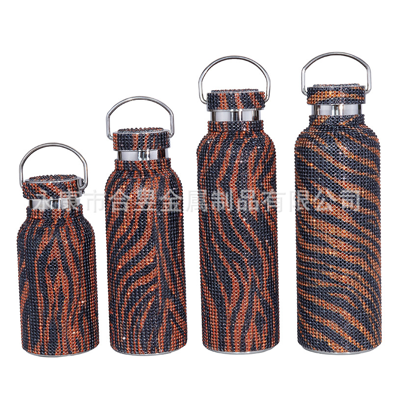 Taza de vacío de acero inoxidable 304 de diamante transfronterizo con cadena trasera Copa de agua de diamante Taobao TikTok regalo en vivo moda