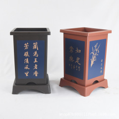 Orchid pot, plastic imitation Zisha ceramic square orchid pot, large size orchid pot, large mouth orchid pot