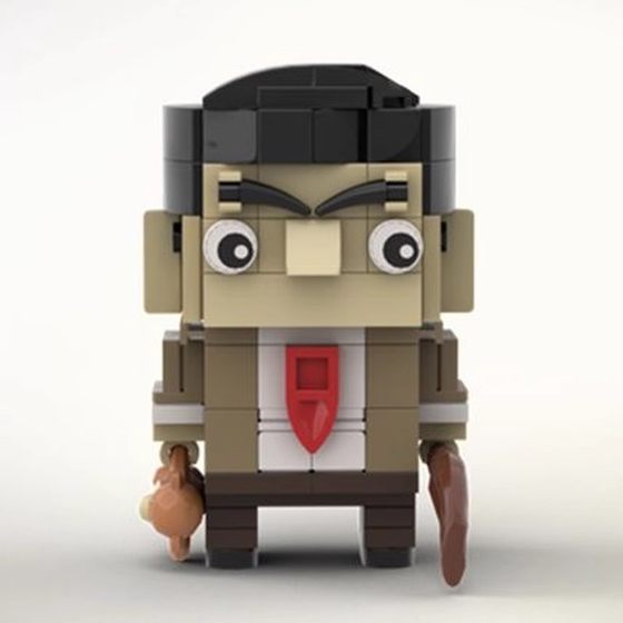 MOC building blocks compatible with Lego 81044 small particles splicing suit square head doll Mr Bean decoration model