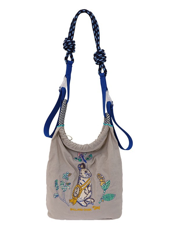 Bolsa de compras portátil bordada japonesa con cremallera para mujeres 2026 nuevo nicho de moda de cuerda versátil mochila