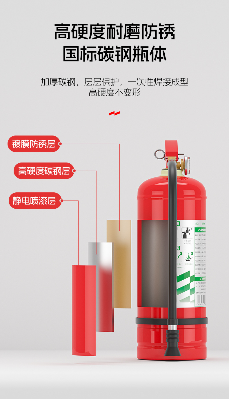Yuanbang Carbon Dioxide Fire Extinguisher Water-Based Fire Extinguisher 2L3L6L Stainless Steel Foam Fire Extinguisher 25 Years New National Standard