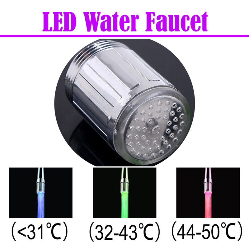 Led Faucet Splash-Proof Kitchen Faucet Nozzle Temperature-Controlled Three-Color Extender Colorful Bathroom Faucet A6