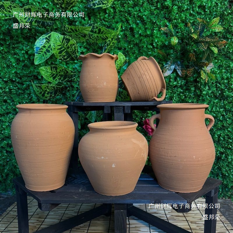 红陶花盆陶罐老式泥瓦盆大口径盆栽绿植多肉法师老桩客厅透气陶土