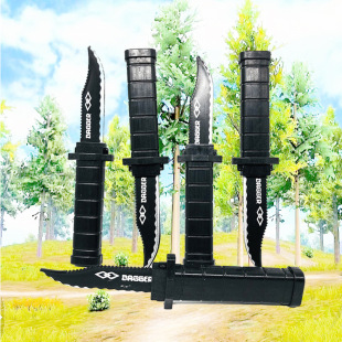 Cross-Border Halloween Hot Selling Creative Eating Chicken Weapon Dagger Decompression Toy Trick Scary Plastic Spring Telescopic Knife