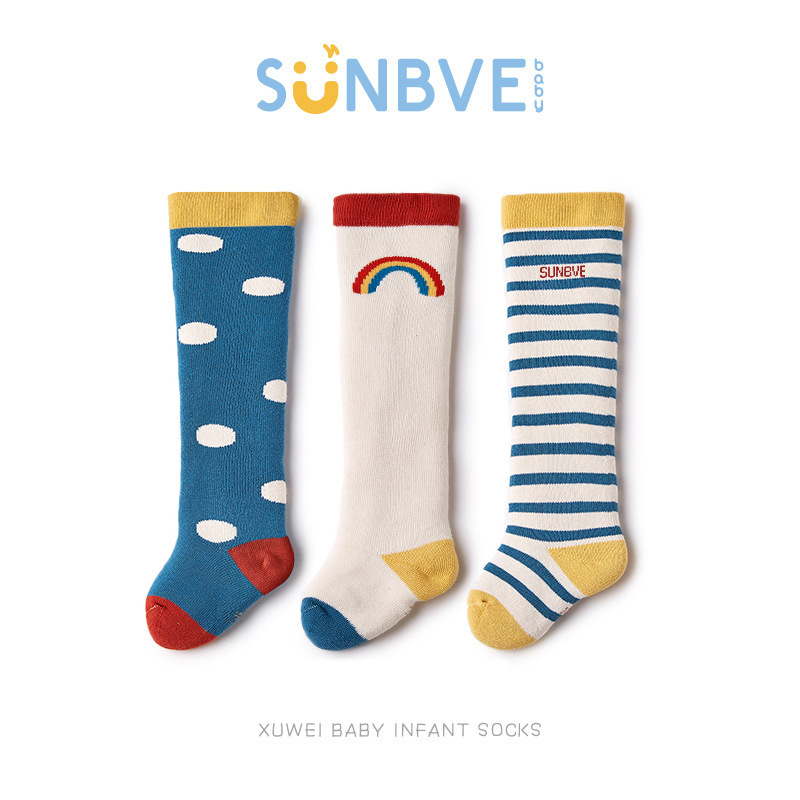 Xuwei Baby Stockings Spring and Autum Newborn Baby Socks over the Knee High Loose Mouth Non-Leg Boneless Cotton Socks