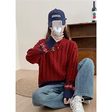 跨境高级感超好看加厚半高领毛衣女冬季女款新款秋冬慵懒风针织衫