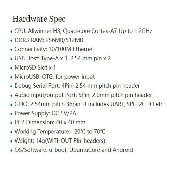 NanoPi Neo-LTS 512М DDR3 RAM Allwinner H3 Quad-core CortexA7