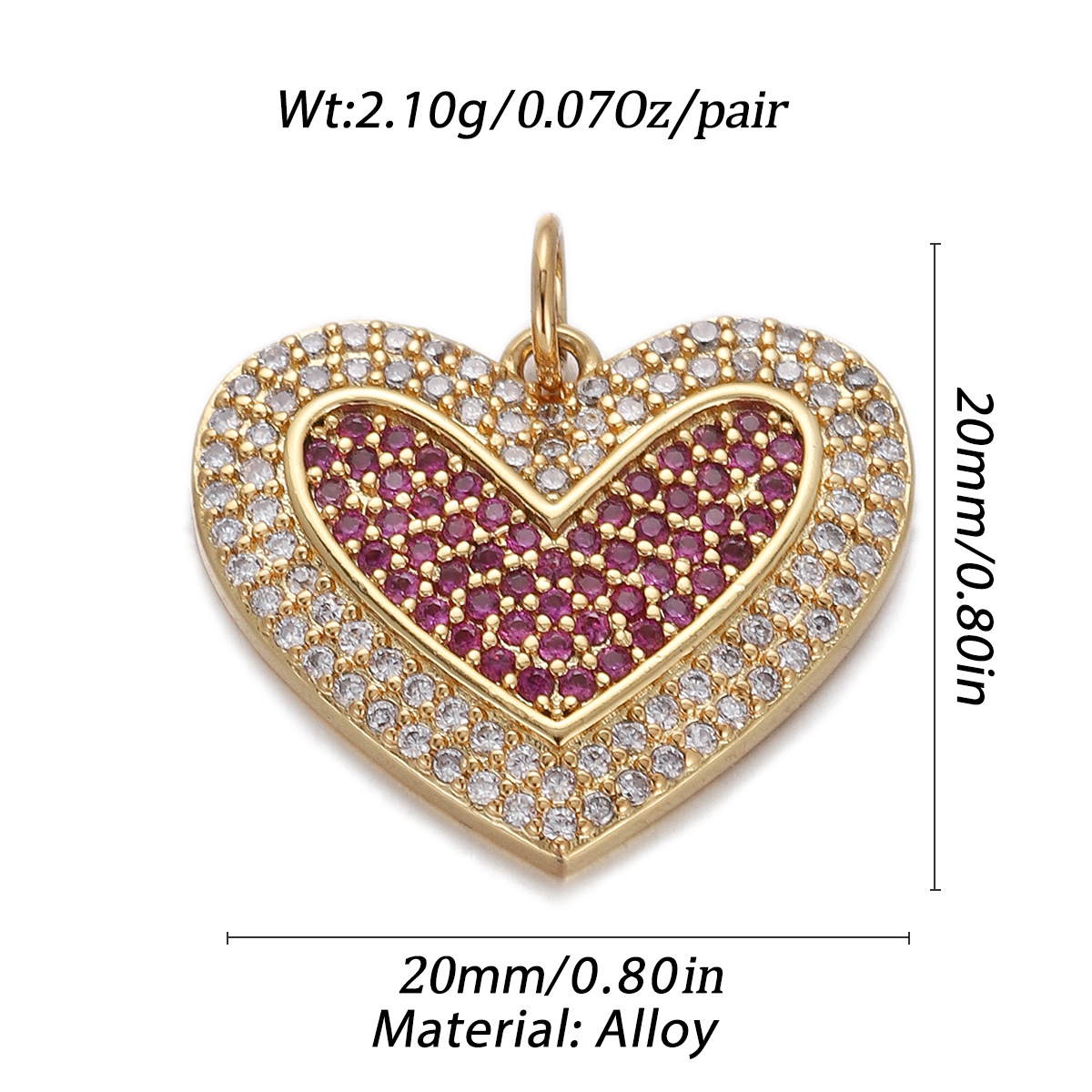 2g Weight Pendant Jewelry Making Type Gold Plated Plating Material Zircon Inlay Material 1 Piece Quantity Casual, Daily Occasion Copper Material Heart Shape Pattern Women's Gender Simple Style Style 1 Piece Copper Zircon Gold Plated Heart Shape Pendant 10