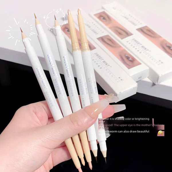 Makeup Sweet Mint Crystal Color Dual-Effect Double-Ended Eye Pencil for Brightening the Inner Corner of the Eye and Defining the Lower Eyelid and Eyeliner Gel Pen