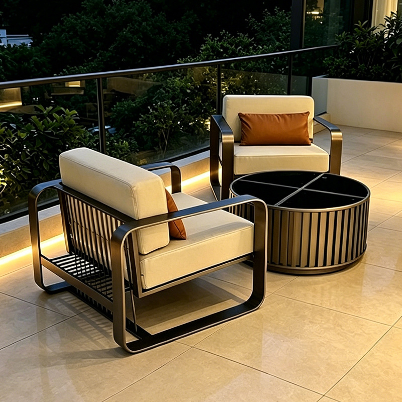 Sofá de ocio de aleación de aluminio al aire libre jardín departamento de ventas jardín terraza impermeable muebles de diseño de hotel