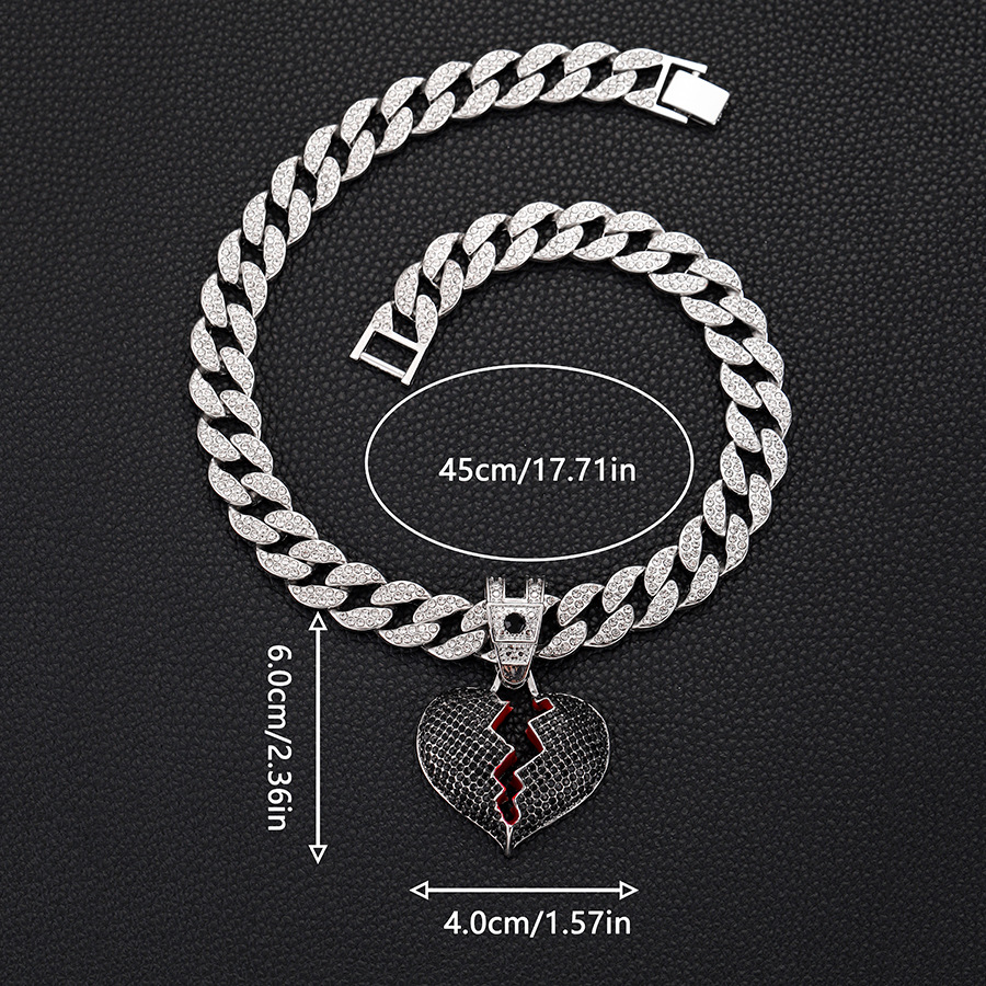 Collier pendentif cœur cuban link avec diamants de luxe_voghion.com