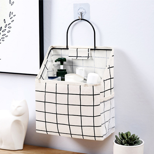 Household bedside storage bag wall-mounted dormitory small cloth bag multi-functional student desk hanging basket fabric storage bag