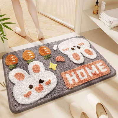Mat, Entrance Bathroom Non-Slip Mat, Avtomobil döşəmə paspasları - carrot-bunny-4060cm-imitation-cashmere