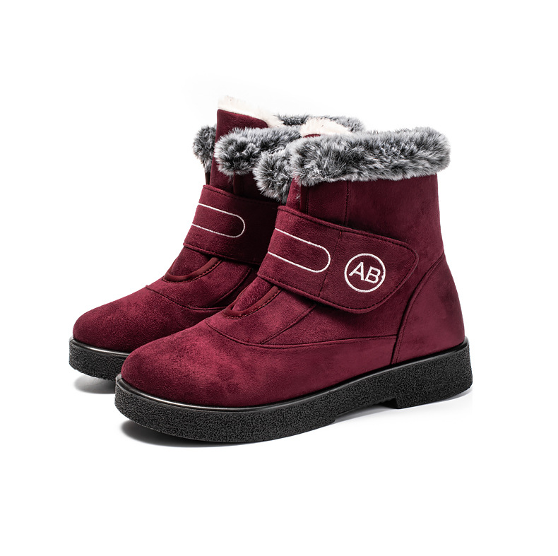Snow boots slip-on Velcro casual short boots Warm cotton shoes large size and thick_voghion.com