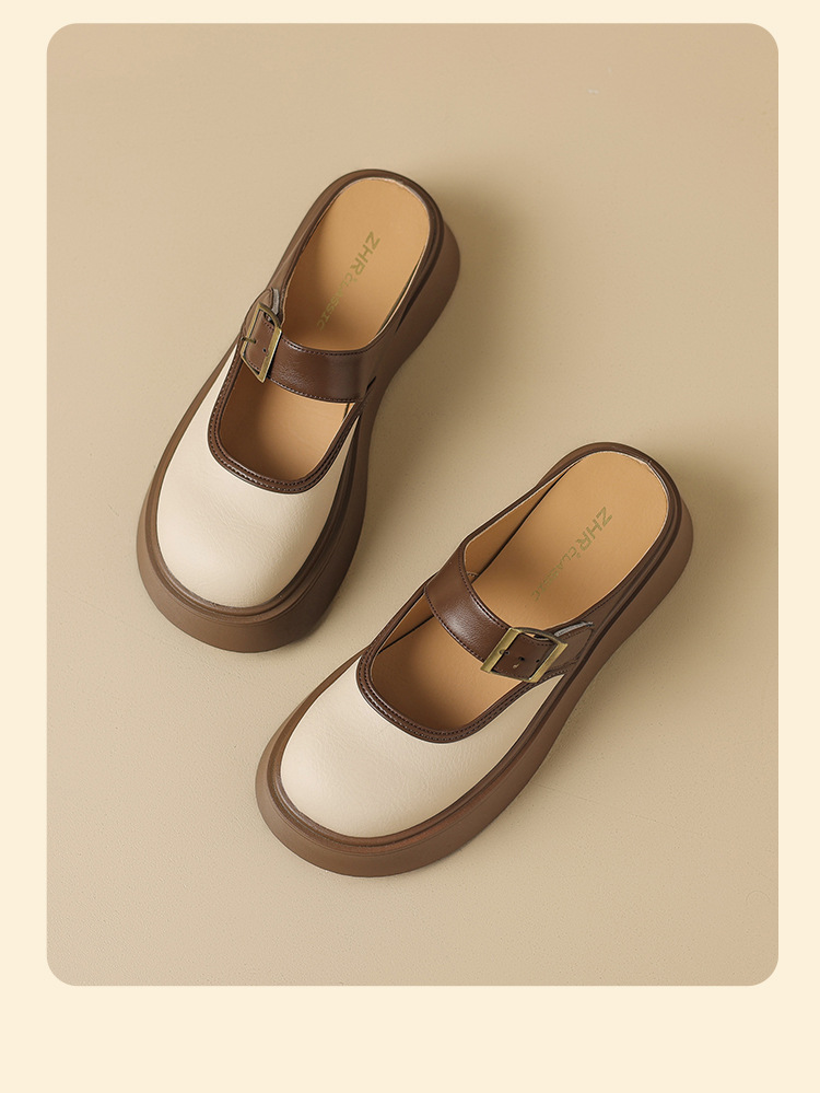 Dép sục Birken đế dày nữ bít mũi quai ngang — Nâu mơ KN77 chi tiết 25