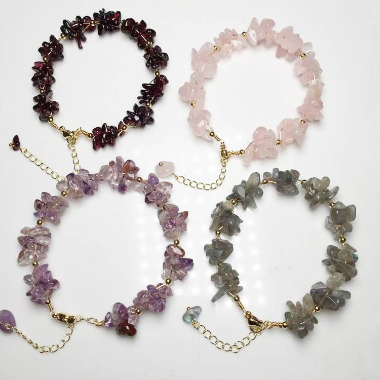 Tourmaline Garnet Amethyst Citrine Fluorite Lavolite Black Hair Crystal Bracelet Southeast Asia European and American Style