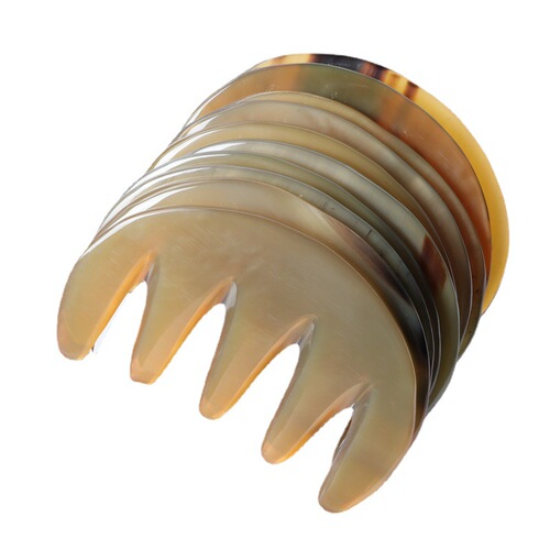 Manufacturer wholesale ox horn health care comb five-tooth massage comb head meridian massage comb ox horn five-tooth massage comb
