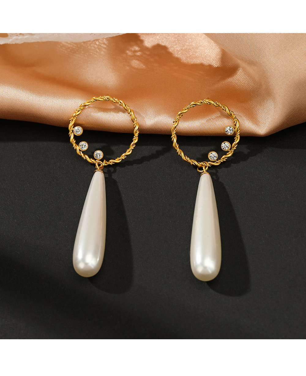 9g Weight Vacuum Plating Gold Plating Process 304 Stainless Steel Ear Needle Material Artificial Pearls, Rhinestones Inlay Material Drop Earrings Classification 1 Pair Quantity Wedding Occasion 304 Stainless Steel Material Round Pattern Women'S Gender Inlay Design Elegant Style 1 Pair Elegant Round Inlay 304 Stainless Steel Artificial Pearls Rhinestones Stainless Steel Earrings