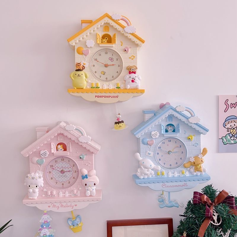 Foreign Trade Cross-Border Sanrio Snow Dog Living Room Decoration Clock Cute Bedroom Creative Cartoon Study Pendant Battery