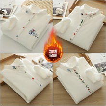 秋冬季2025新款女装纯棉加绒衬衫女长袖设计感小众全棉加厚衬衣