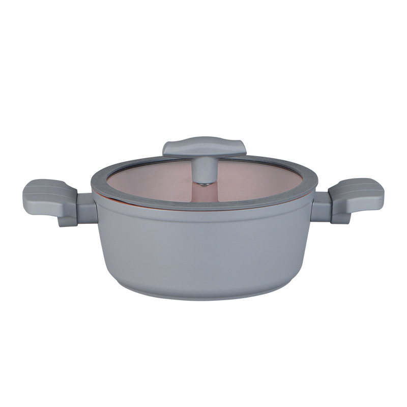 Personalizada serie de polvo de ceniza profunda sartén antiadherente conjunto de sartén serie de alto espesor imitación de prensa de aluminio clásico