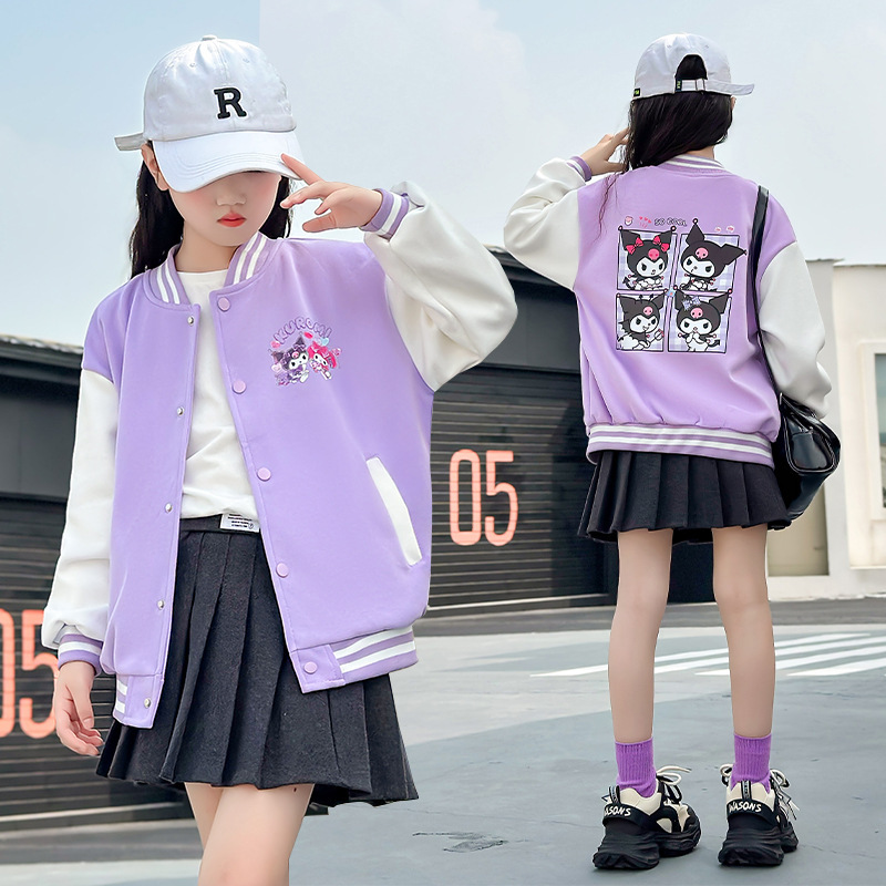 Girls' autumn coolomi children's clothing baby Korean style jacket primary school student casual baseball uniform middle and big children printed top