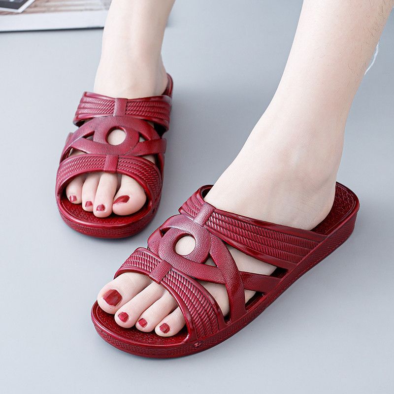 Indoor Mother Soft Bottom Wear-resistant Women's Oil Summer Flat Bottom Middle-aged Elderly Grandma Slippers Comfortable Non-slip Home