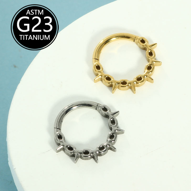 G23 Titanium Septum Hollow Nose Ring Nose Nail Ear Bone Nail Jewelry Wholesale detail image 7