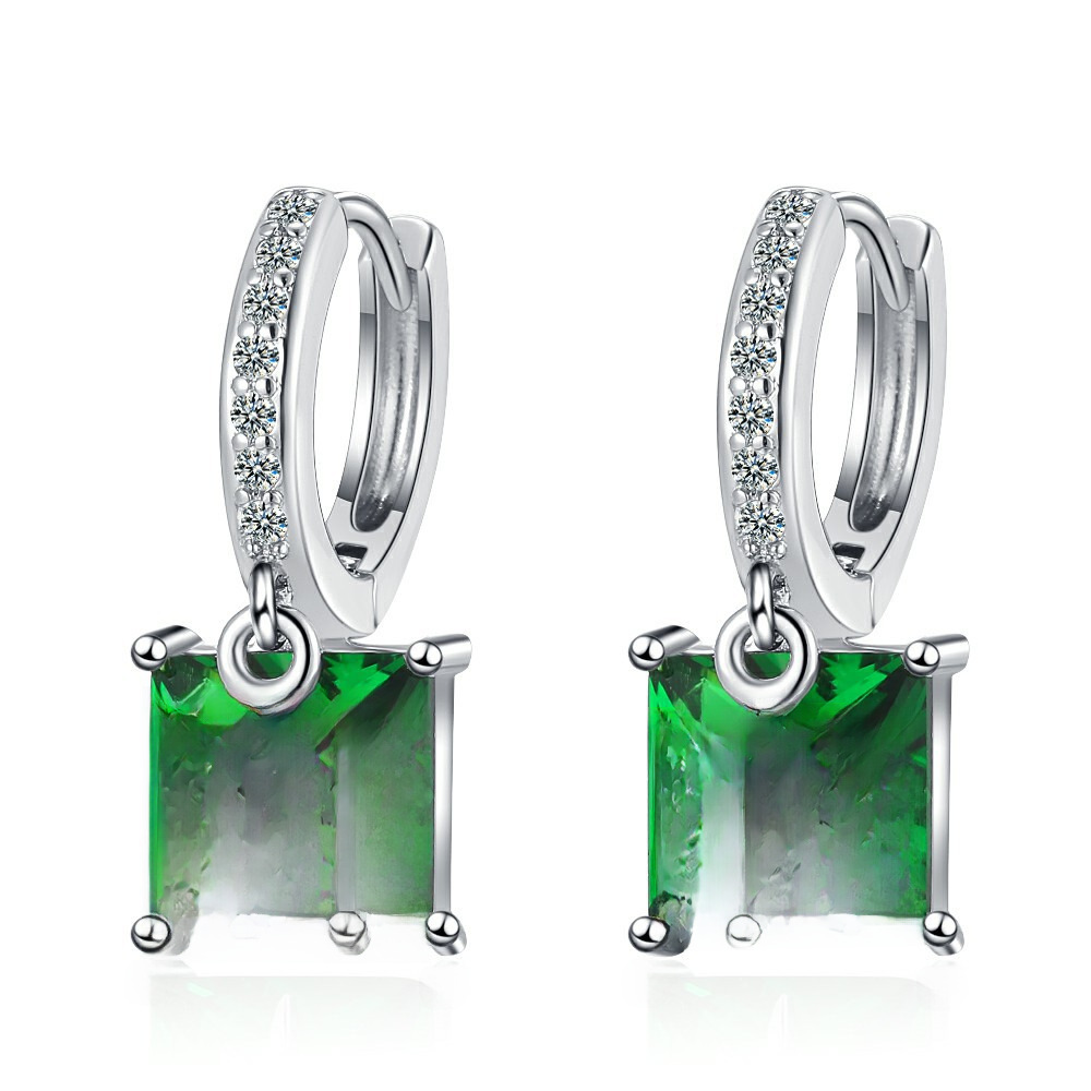 Geometric square elegant earrings with zircon