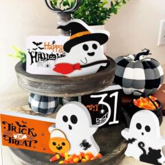 ハロウィーン装飾品階層トレイ装飾テーブル看板パーティー家庭棚展示かわいい幽霊