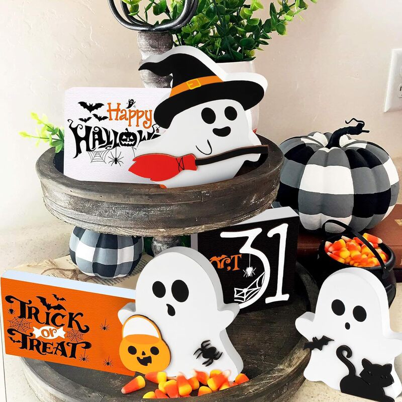 ハロウィーン装飾品階層トレイ装飾テーブル看板パーティー家庭棚展示かわいい幽霊|undefined