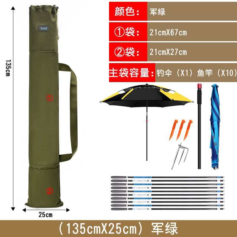 Fishing Umbrella Storage Bag Canvas Rod Bag Fishing Rod Bag Waterproof and Wear-Resistant Fishing Gear Fishing Supplies Foldable Umbrella Bag Umbrella Bag