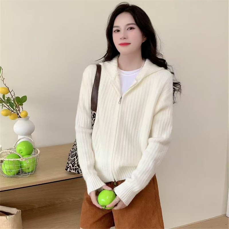 连帽拉链毛衣外套女2025秋冬新款时尚百搭宽松外穿针织开衫上衣潮|undefined