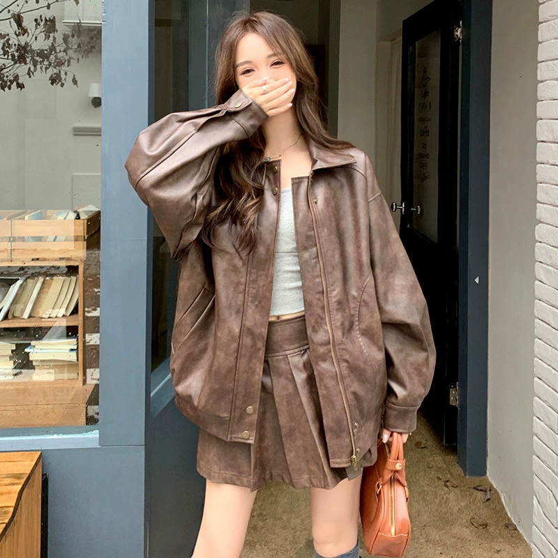 SUOLANDAI/索兰岱 Colored Autumn Demi-Season Retro Jacket, American Style, High-Quality, Loose Fit