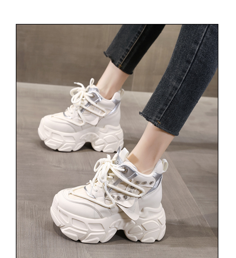 Giày sneaker nữ chunky đế dày phong cách thể thao mùa thu đông — Màu be chi tiết 12