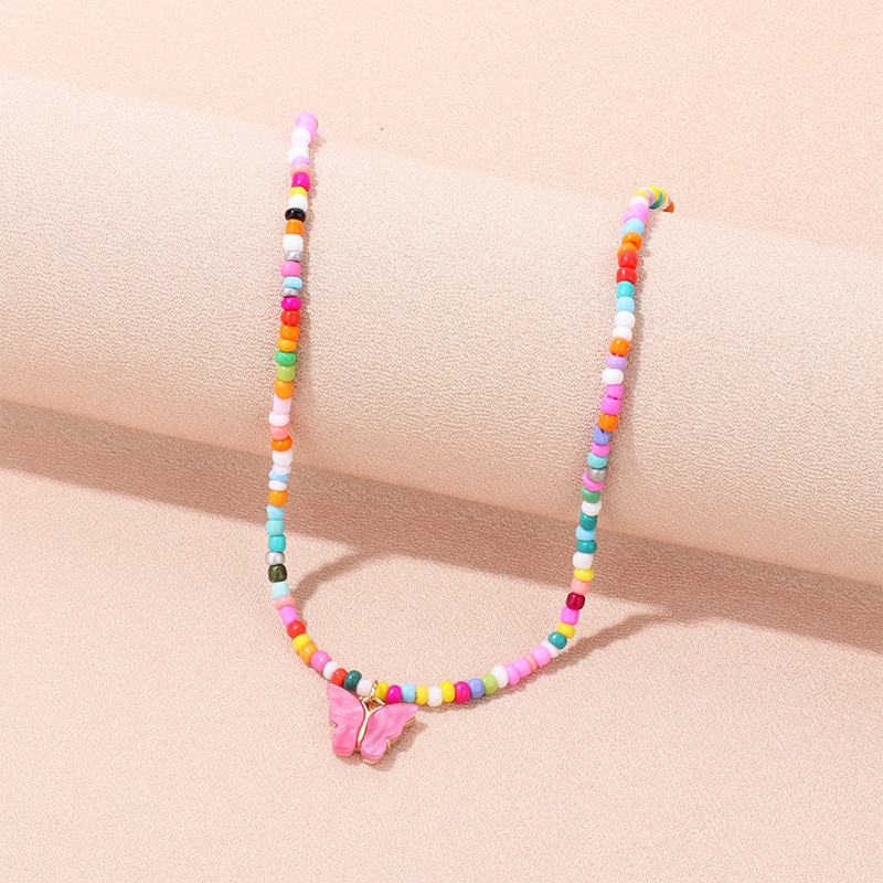 Daily Occasion Arylic, Alloy, Bead Material Cute Butterfly Arylic Alloy Bead Beaded Necklace