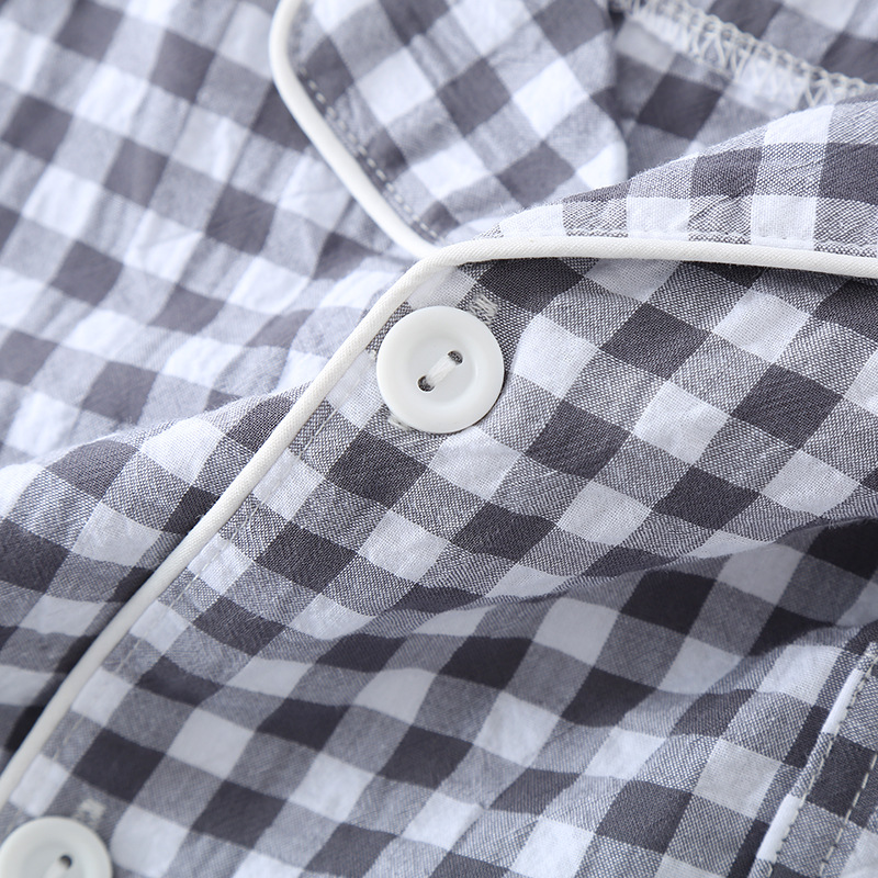 Baumwolle Plaid Design männer Hosen Pyjamas Homewear Anzug für Herbst Dünne Kurzarm Hosen Plaid Homewear Pyjamas Männer – Detail 21