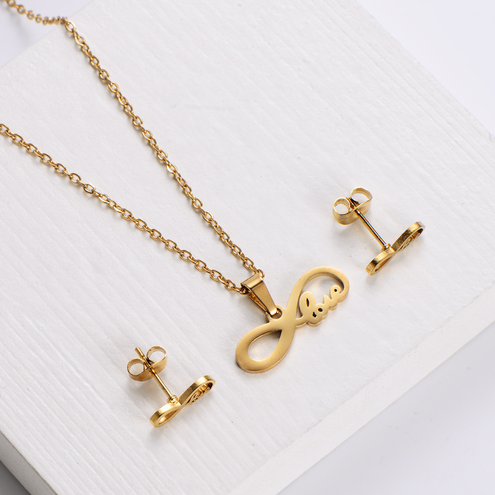 Simple Bow Clavicle Chain Earrings Set Wholesale Nihaojewelry