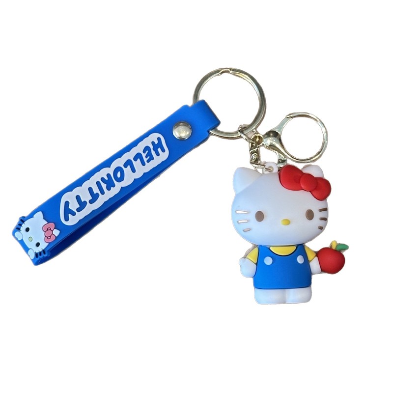 かわいい漫画赤と青 kt 猫キーホルダーサンリオ人形バッグキーホルダーペンダントイベント人形マシンギフト|undefined