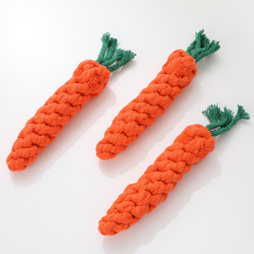 Manufacturer wholesale hand-woven cotton rope carrot Hawo dog chewing rope pet supplies rope knot toys