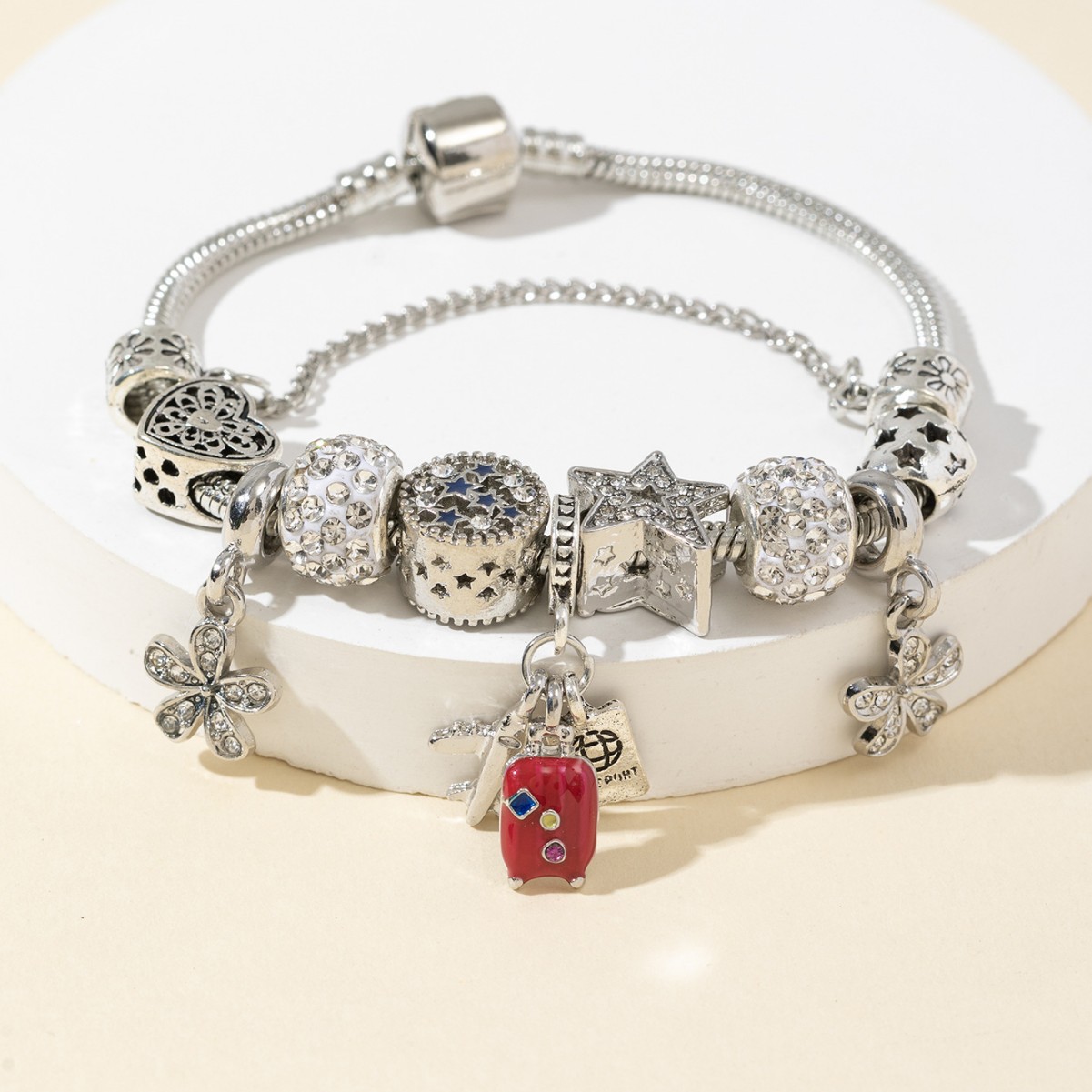 Brazalete Pan Jia Europa-Estados Unidos cross-border DIY beaded brazalete aviones maleta pasaporte colgante joyas de moda diamantes image 3