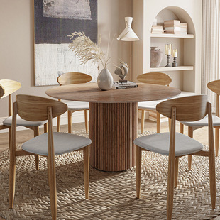 Chinese style solid wood round dining table household small apartment log table dining table B & B apartment dining table and chair combination
