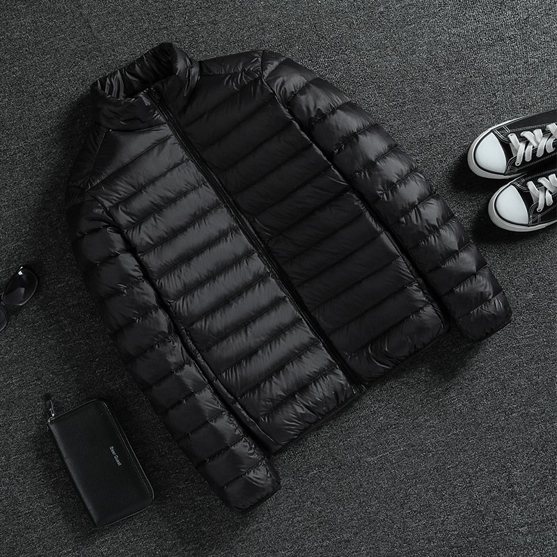 Men's Clothing Duck Silk cotton jacket for men Winter thin short versatile tops men warm stand collar jacket portable coat_voghion.com